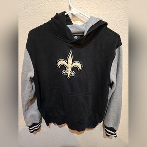 Black and Gray Hoodie with New Orleans Saints Logo Youth Large
